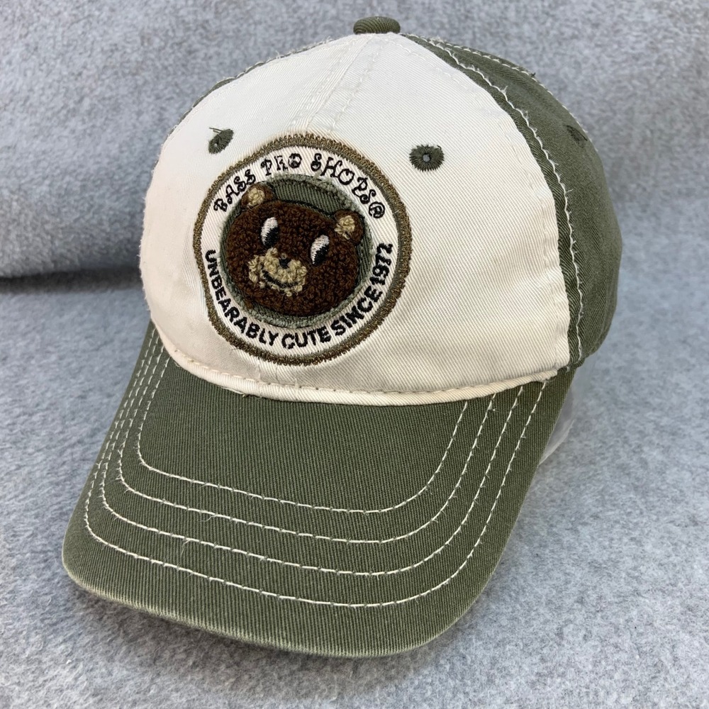 Bear Patch Toddler Green Bass Pro Shops Baseball Hat Unbearably Cute 1972 OSFM
